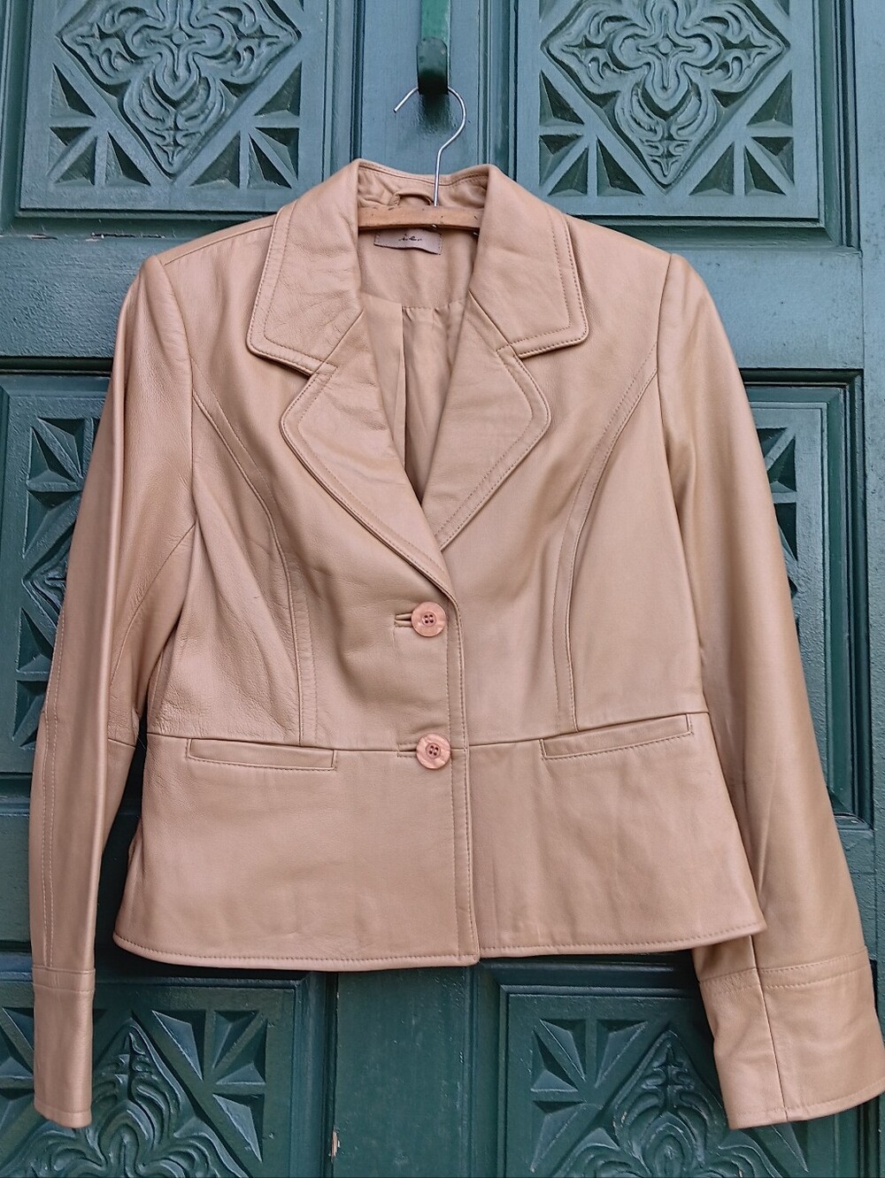 Womens Camel Colored Leather Blazer Size Medium